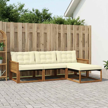 Utomhussoffset med kudde 4 pcs Naturlig och Grädde