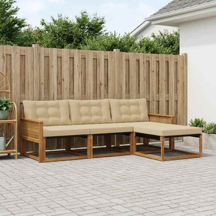 Utomhussoffset med kudde 4 pcs Naturlig och Beige