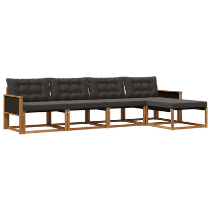 Utomhussoffset med kudde 5 pcs Naturlig och svart