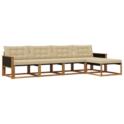 Utomhussoffset med kudde 5 pcs Naturlig och Beige