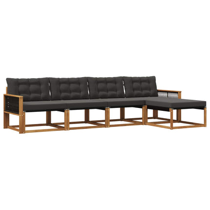 Utomhussoffset med kudde 5 pcs Naturlig och svart