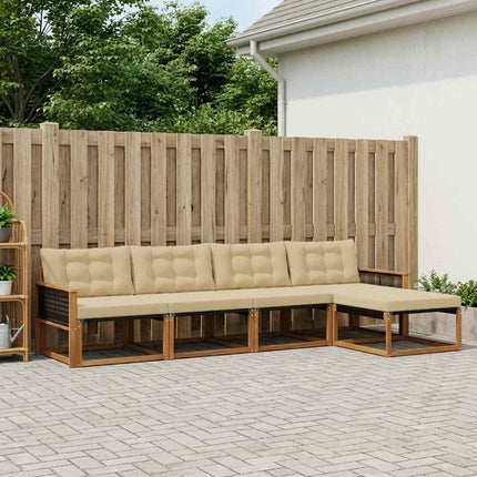 Utomhussoffset med kudde 5 pcs Naturlig och Beige