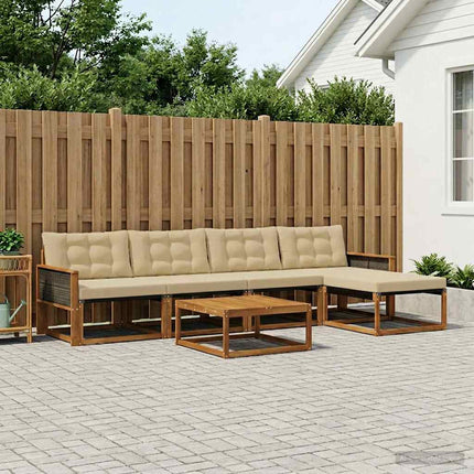 Utomhussoffset med kudde 6 pcs Naturlig och Beige