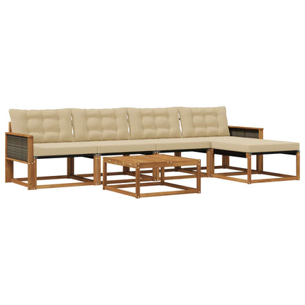 Utomhussoffset med kudde 6 pcs Naturlig och Beige