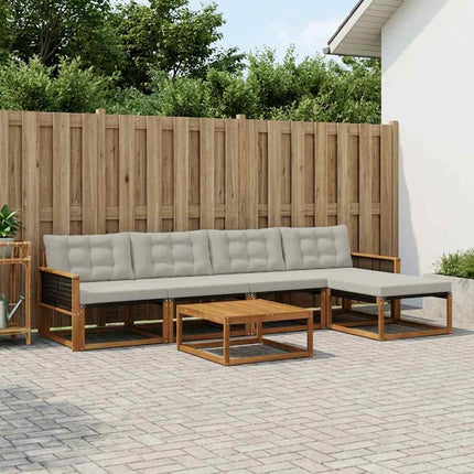 Utomhussoffset med kudde 6 pcs Naturlig och ljusgrå