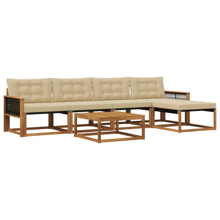 Utomhussoffset med kudde 6 pcs Naturlig och Beige