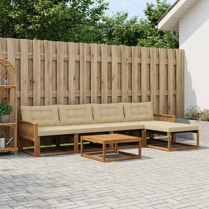 Utomhussoffset med kudde 6 pcs Naturlig och Beige