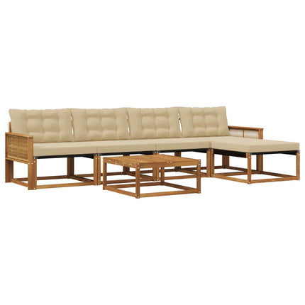 Utomhussoffset med kudde 6 pcs Naturlig och Beige