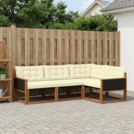 Utomhussoffset med kudde 4 pcs Naturlig och Grädde