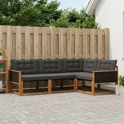 Utomhussoffset med kudde 4 pcs Naturlig och svart