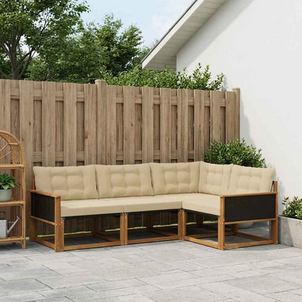 Utomhussoffset med kudde 4 pcs Naturlig och Beige
