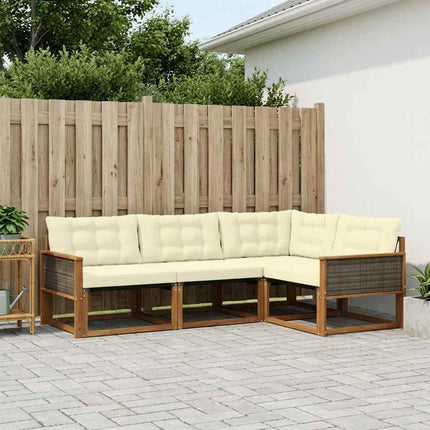 Utomhussoffset med kudde 4 pcs Naturlig och Grädde