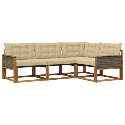 Utomhussoffset med kudde 4 pcs Naturlig och Beige