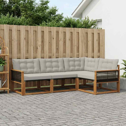 Utomhussoffset med kudde 4 pcs Naturlig och ljusgrå