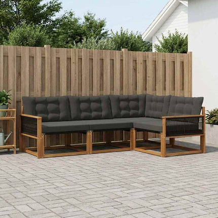 Utomhussoffset med kudde 4 pcs Naturlig och svart