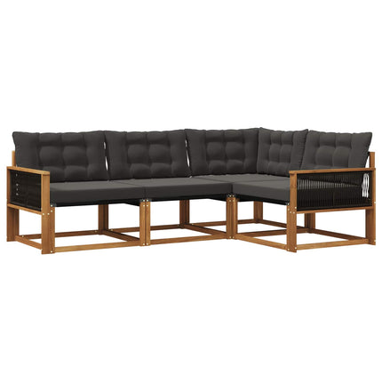 Utomhussoffset med kudde 4 pcs Naturlig och svart