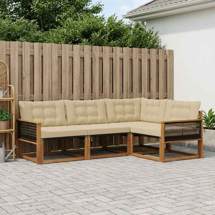 Utomhussoffset med kudde 4 pcs Naturlig och Beige