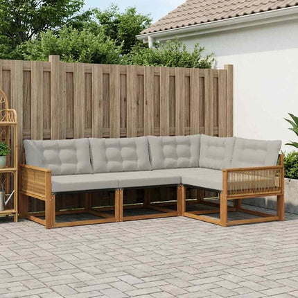 Utomhussoffset med kudde 4 pcs Naturlig och ljusgrå