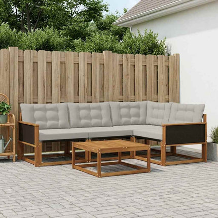 Utomhussoffset med kudde 5 pcs Naturlig och ljusgrå
