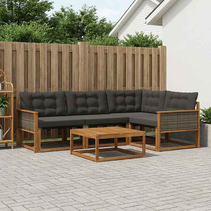 Utomhussoffset med kudde 5 pcs Naturlig och svart