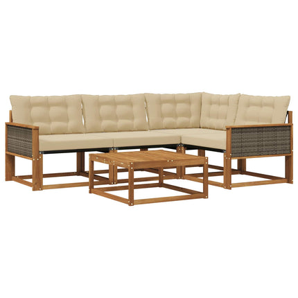 Utomhussoffset med kudde 5 pcs Naturlig och Beige