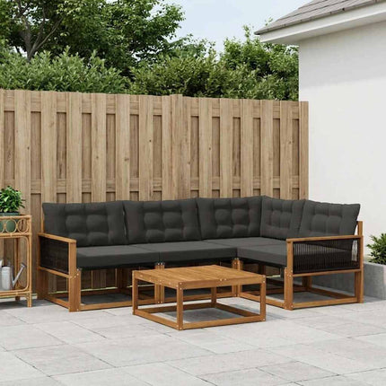 Utomhussoffset med kudde 5 pcs Naturlig och svart