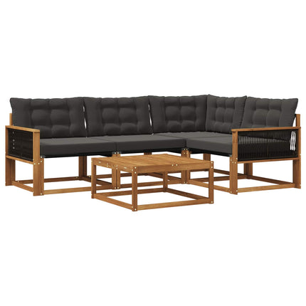 Utomhussoffset med kudde 5 pcs Naturlig och svart
