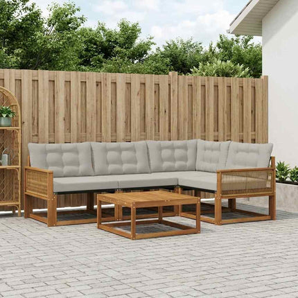 Utomhussoffset med kudde 5 pcs Naturlig och ljusgrå