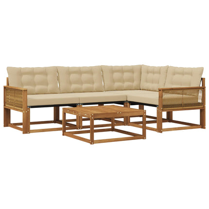Utomhussoffset med kudde 5 pcs Naturlig och Beige