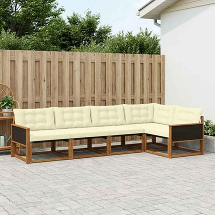 Utomhussoffset med kudde 5 pcs Naturlig och Grädde