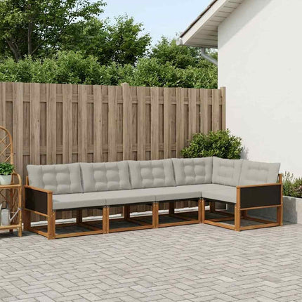 Utomhussoffset med kudde 5 pcs Naturlig och ljusgrå