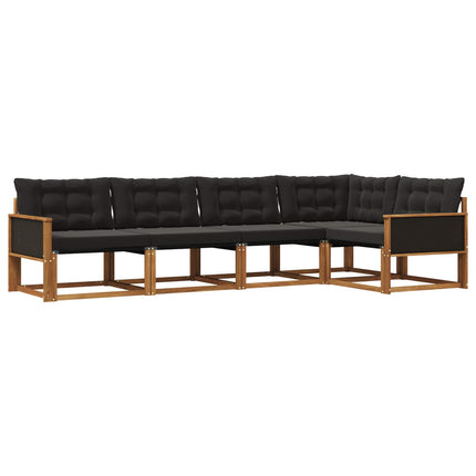 Utomhussoffset med kudde 5 pcs Naturlig och svart