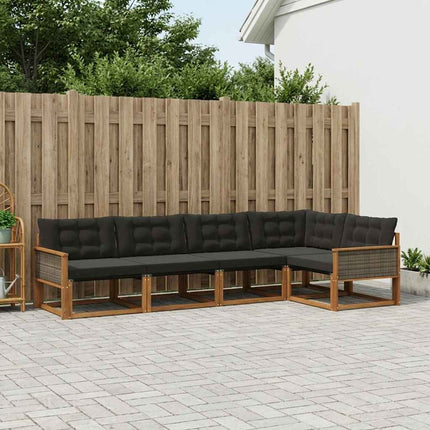 Utomhussoffset med kudde 5 pcs Naturlig och svart