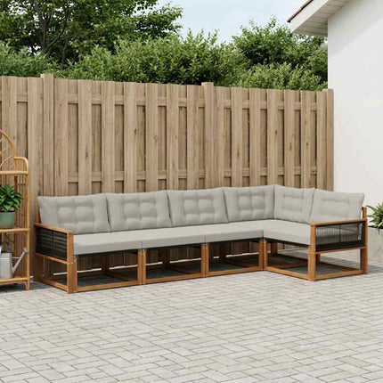 Utomhussoffset med kudde 5 pcs Naturlig och ljusgrå
