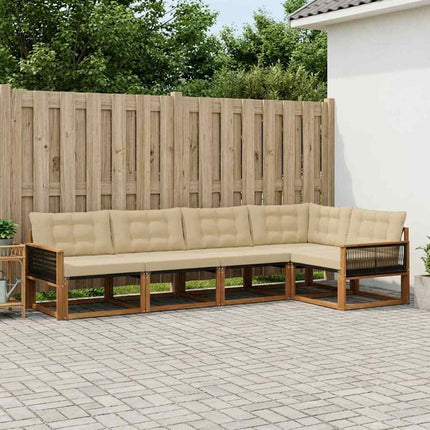 Utomhussoffset med kudde 5 pcs Naturlig och Beige