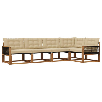 Utomhussoffset med kudde 5 pcs Naturlig och Beige
