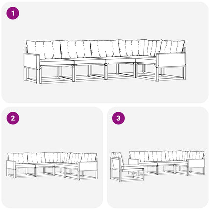 Utomhussoffset med kudde 5 pcs Naturlig och Beige