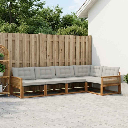 Utomhussoffset med kudde 5 pcs Naturlig och ljusgrå