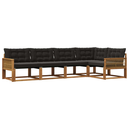 Utomhussoffset med kudde 5 pcs Naturlig och svart