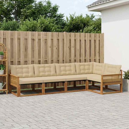 Utomhussoffset med kudde 5 pcs Naturlig och Beige