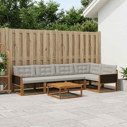 Utomhussoffset med kudde 6 pcs Naturlig och ljusgrå