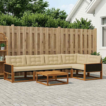 Utomhussoffset med kudde 6 pcs Naturlig och Beige