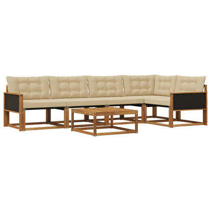Utomhussoffset med kudde 6 pcs Naturlig och Beige