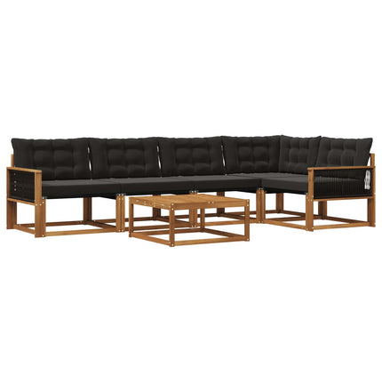 Utomhussoffset med kudde 6 pcs Naturlig och svart