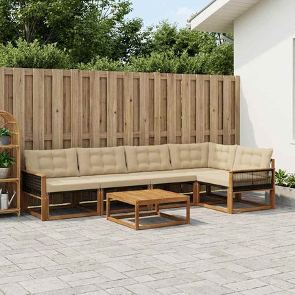 Utomhussoffset med kudde 6 pcs Naturlig och Beige