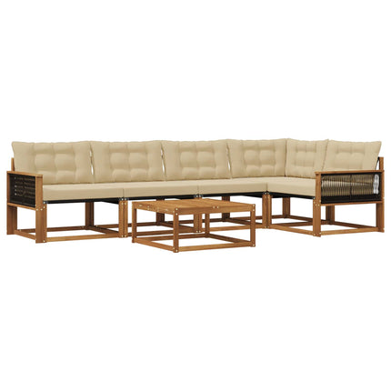 Utomhussoffset med kudde 6 pcs Naturlig och Beige