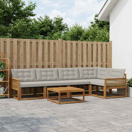 Utomhussoffset med kudde 6 pcs Naturlig och ljusgrå
