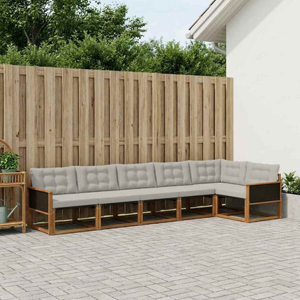 Utomhussoffset med kudde 6 pcs Naturlig och ljusgrå