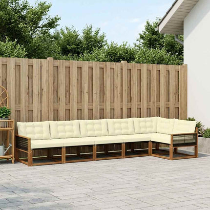 Utomhussoffset med kudde 6 pcs Naturlig och Grädde