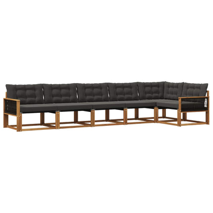 Utomhussoffset med kudde 6 pcs Naturlig och svart
